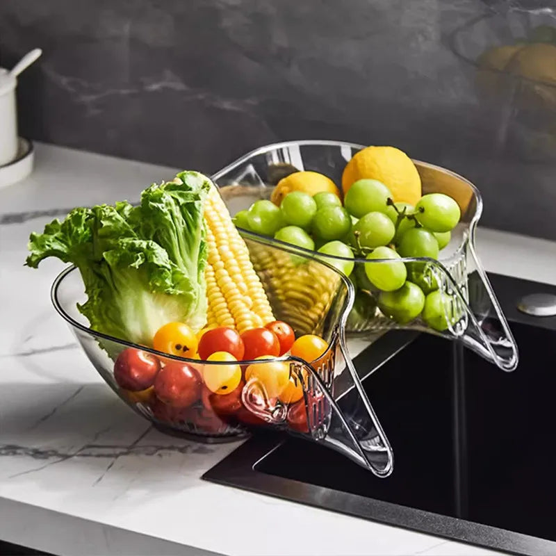 Tazón de drenaje multifunción, rebanador de cocina, lavabo ecológico de plástico para lavar vegetales y frutas en el hogar y la cocina