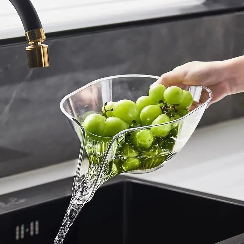 Tazón de drenaje multifunción, rebanador de cocina, lavabo ecológico de plástico para lavar vegetales y frutas en el hogar y la cocina