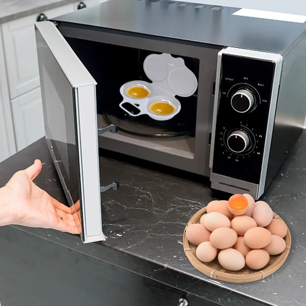 Microwave Cooking Eggs Steamer Kitchen Egg Maker 2 Eggs Capacity Round Steamer Microwave Egg Boiler Poacher