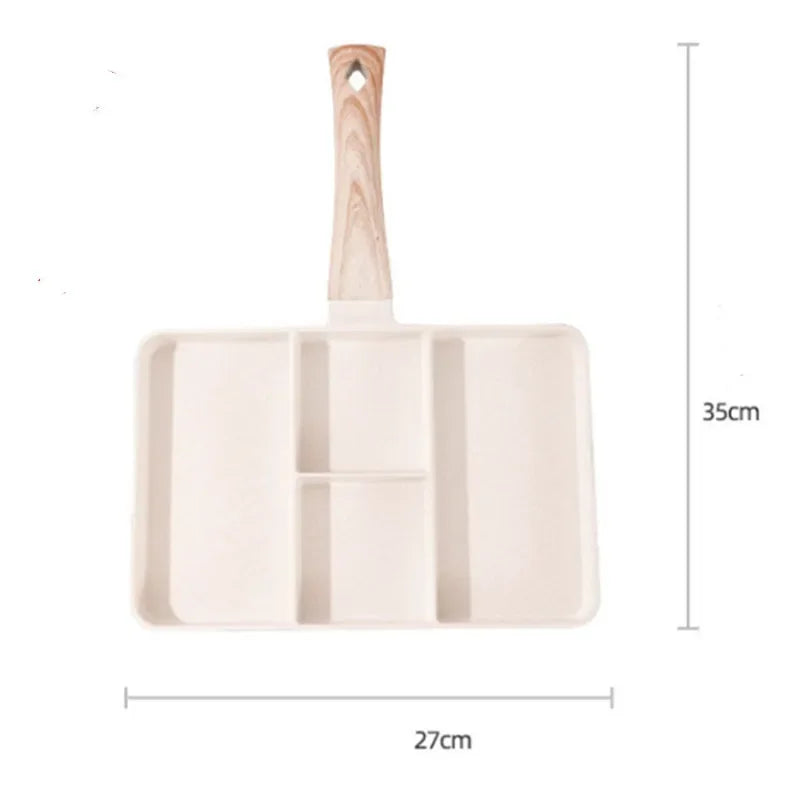 4 Hole Non-Sticky Steak Frying Pan Meats Fish Steak Breakfast Pans Eggs Stove Omelet Ham Maker Kitchen for Gas Induction Cooker