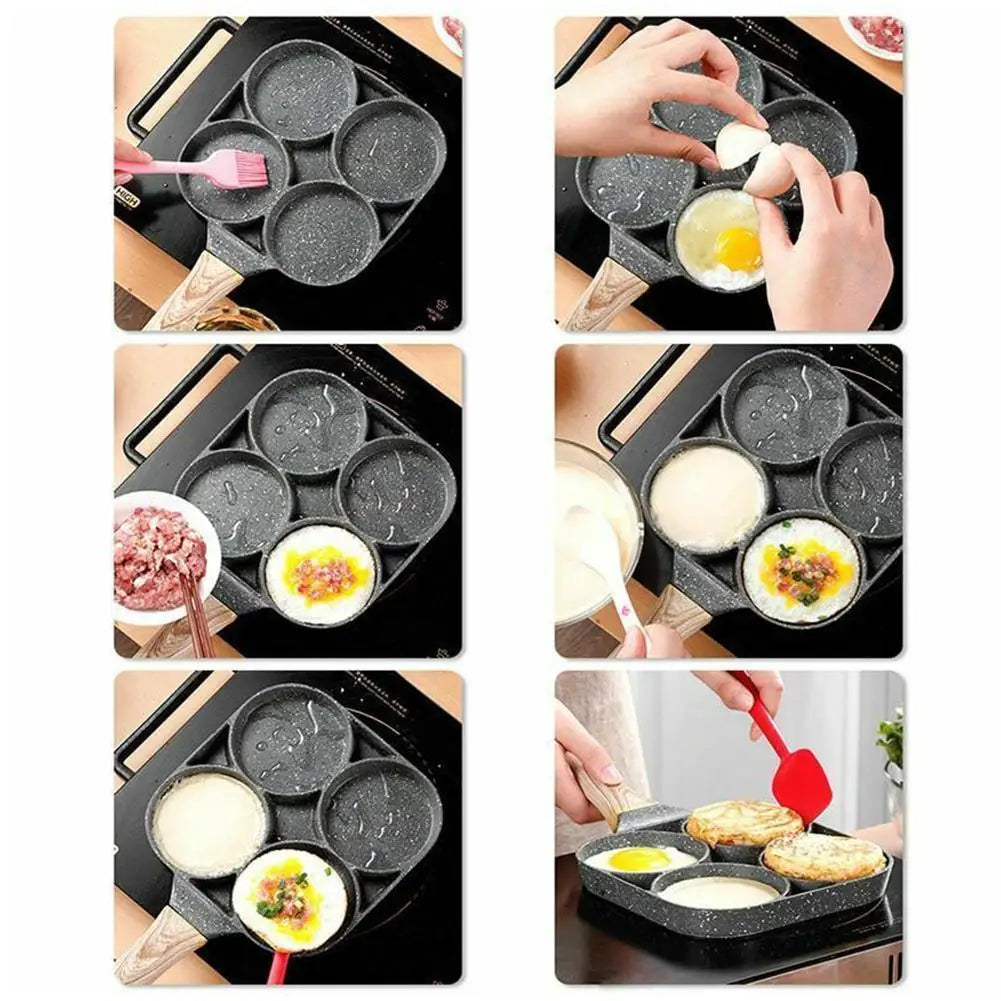 Egg Frying Pan Nonstick Pancake Pans Non-Stick 4hole-in-1 Cast Iron Egg Cooker Bread Breakfast Maker Induction universal Pancake