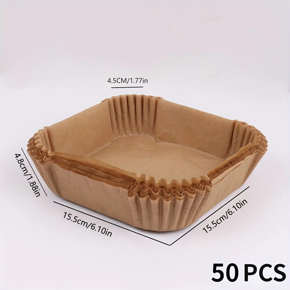 50 Packs of Non Stick Paper Lined with Air Fryer for Baking and Microwave Ovens Easy To Clean and Separate for Healthier Cooking