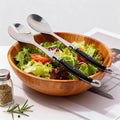 Jaswehome Juego de 2 cucharas para ensalada de acero inoxidable estilo Laguiole, cuchara ranurada, cucharas negras para remover ensalada, utensilios para servir ensalada