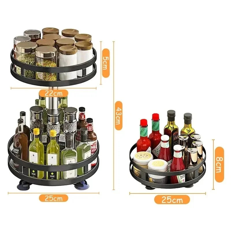 Rotatable Kitchen Organizer Turntable, 360° Swivel Spice Rack for Tidy Storage of Condiments and Kitchen Gadgets
