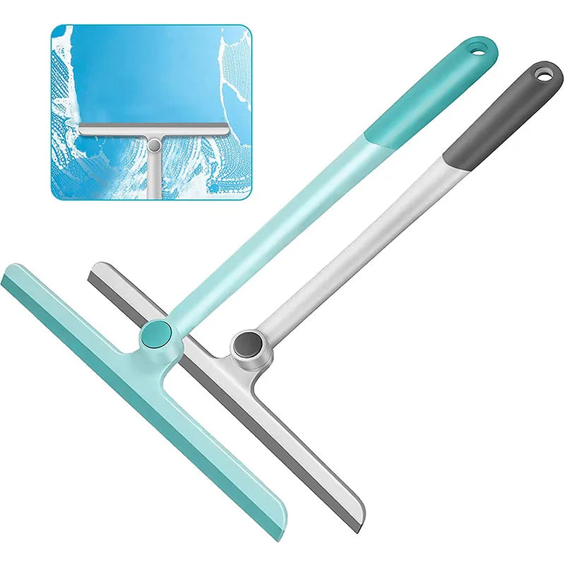 Limpiacristales de ducha giratorio 360 grados, rasqueta de limpieza de vidrio con soporte de silicona para espejo de baño