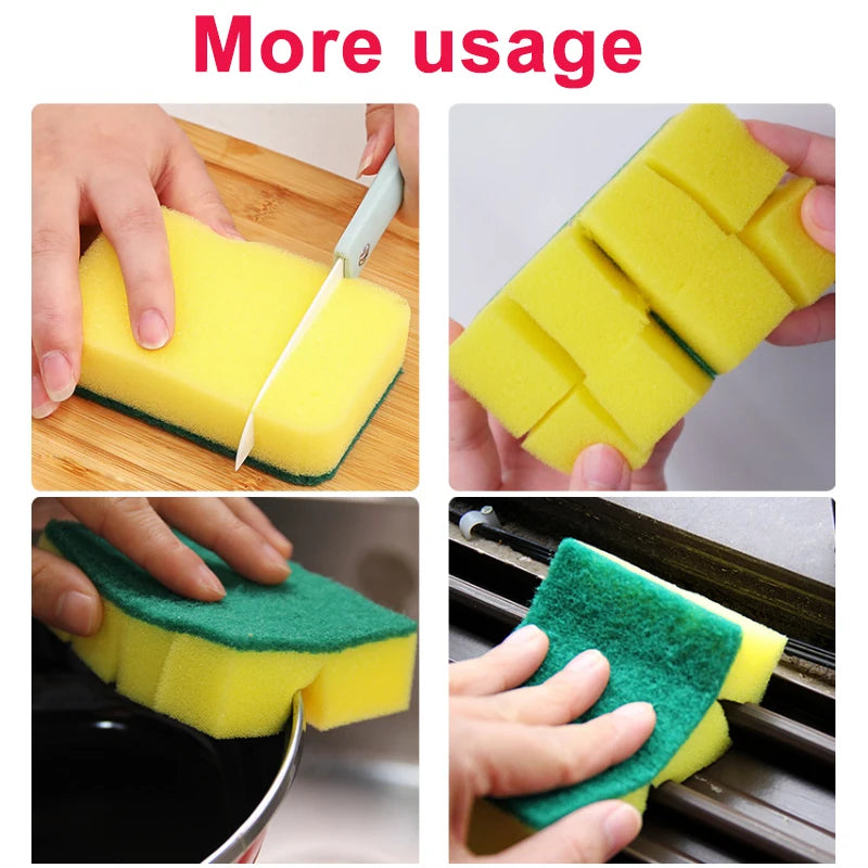 Esponjas de fregar de doble cara Esponja para lavar platos de cocina Almohadilla de fregar Nano Esmeril Mágico Frote Limpio Olla Óxido Tazón Manchas Esponjas de limpieza