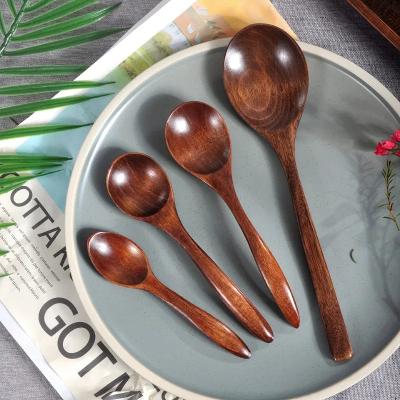 Cucharas de madera ecológicas de estilo japonés, cuchara de café antiquemaduras para té, postre, herramientas de cocina, cuchara de sopa