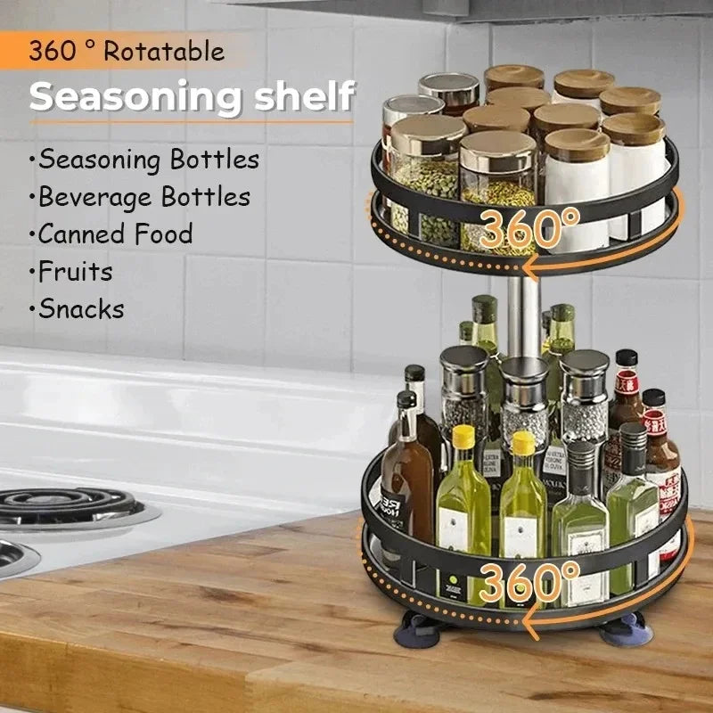 Rotatable Kitchen Organizer Turntable, 360° Swivel Spice Rack for Tidy Storage of Condiments and Kitchen Gadgets