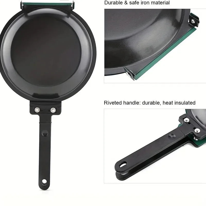 Double Sided Folding Non Stick Frying Pan, Breakfast Pan, Waffle and Cake Frying Pan, Kitchen Tools, New Kitchen Accessories