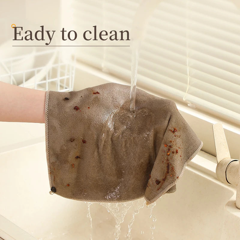 Toallas de limpieza de 6/12 unidades, paños de limpieza de microfibra engrosada, paños de limpieza para el hogar, toallas de limpieza para cocina y baño, súper fuerte eliminación de manchas, doble uso para seco y húmedo, toallas de cocina de secado rápido
