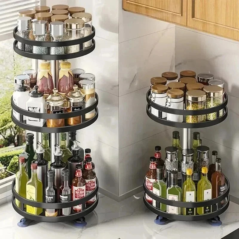 Rotatable Kitchen Organizer Turntable, 360° Swivel Spice Rack for Tidy Storage of Condiments and Kitchen Gadgets