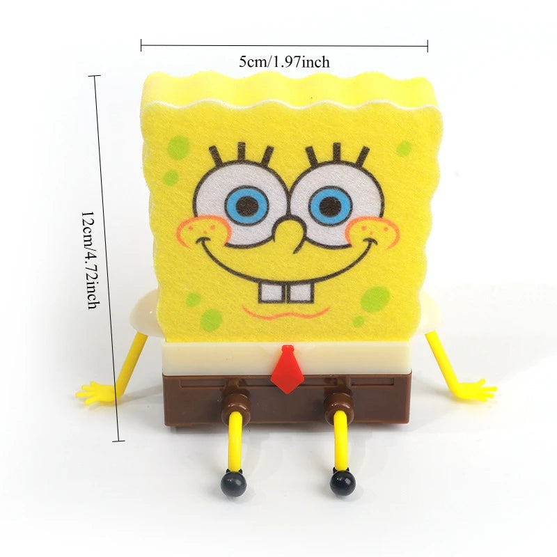SpongeBob SquarePants Dish Washing Brush Sponge Dish Cloth Drain Rack Reusable Cleaning Tool Kitchen Supplie Scrub Scouring