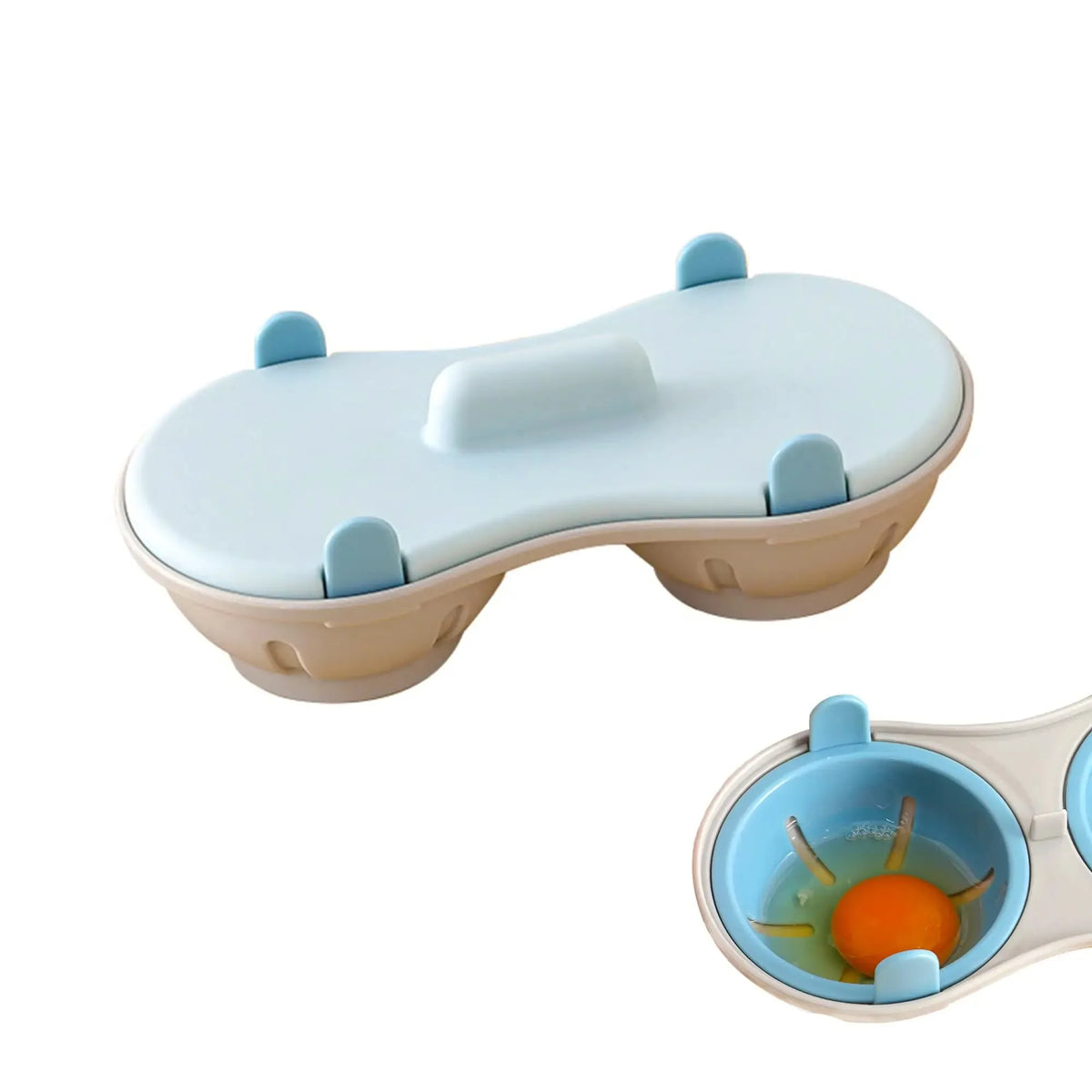 Microwave Egg Poacher Efficient Microwave Double Egg Poacher Cook Poached Eggs with Detachable Drain Basket Heat for Kitchen