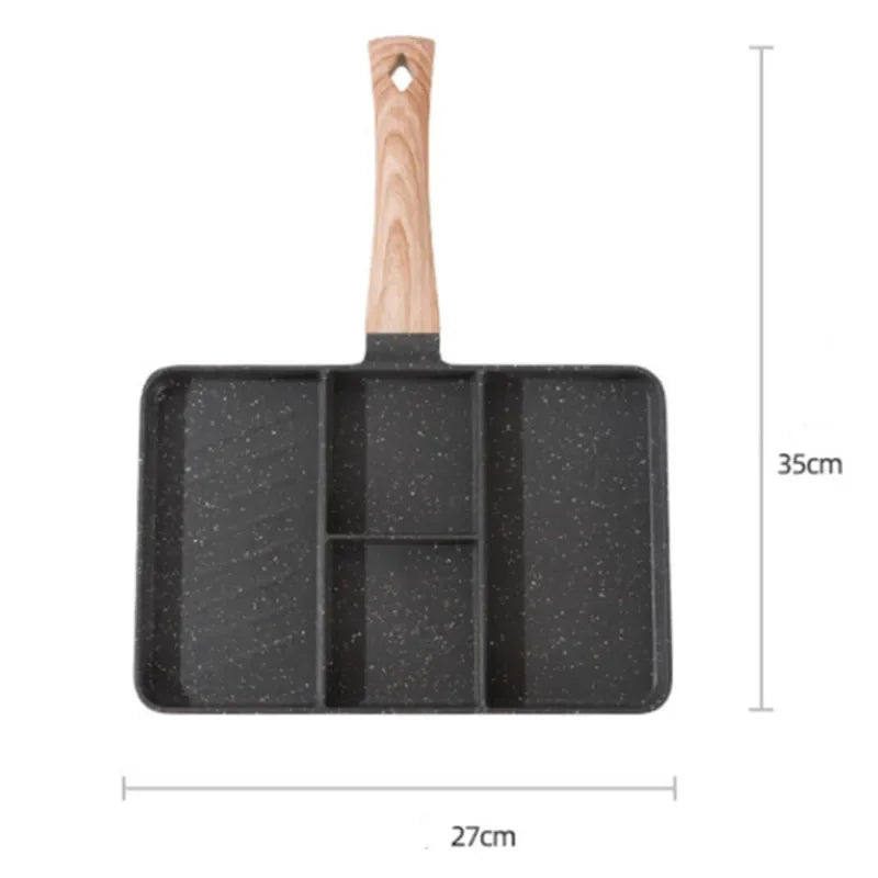 4 Hole Non-Sticky Steak Frying Pan Meats Fish Steak Breakfast Pans Eggs Stove Omelet Ham Maker Kitchen for Gas Induction Cooker