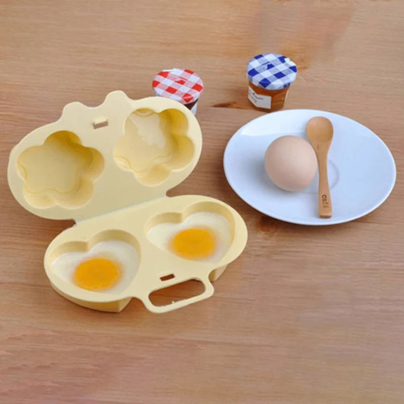 New Microwave Egg Steamer (flower + Heart) Cooker Steamed Egg Mold Boiled Egg Mold Mini Breakfast