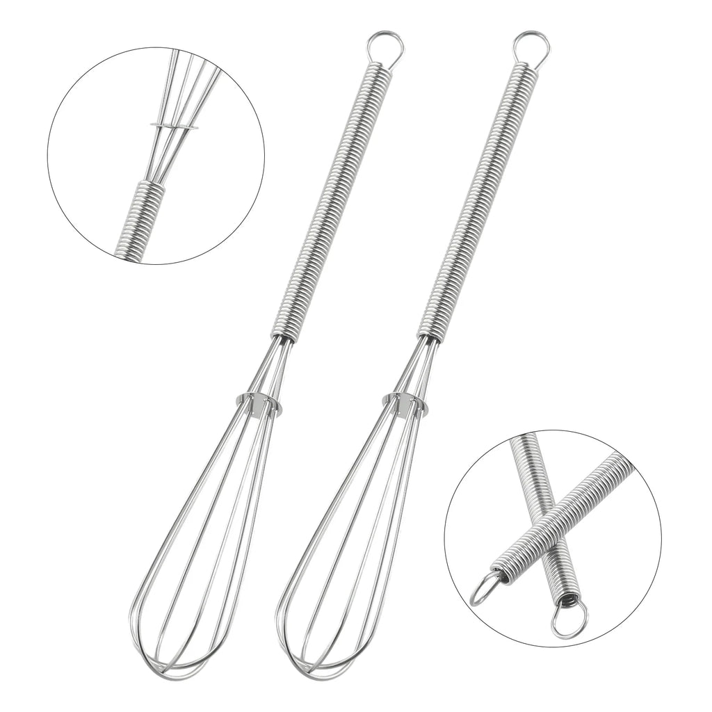 2PCS Mini Small Stainless Steel Balloon Wire Whisk Set Whip Mix Stir Beat Manual Hand Mixer Self Turning Egg Stirrer Kitchen Acc