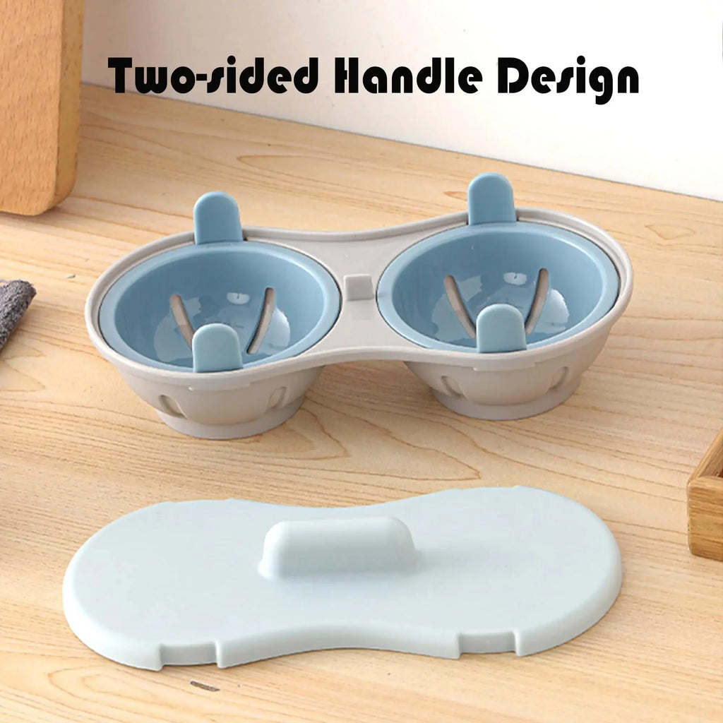 Microwave Egg Poacher Efficient Microwave Double Egg Poacher Cook Poached Eggs with Detachable Drain Basket Heat for Kitchen