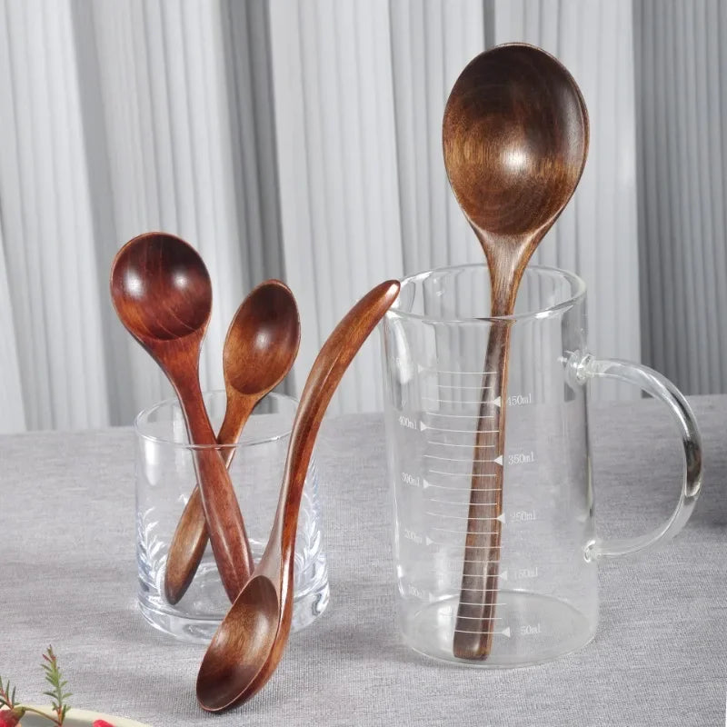 Cucharas de madera ecológicas de estilo japonés, cuchara de café antiquemaduras para té, postre, herramientas de cocina, cuchara de sopa