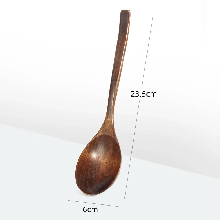 Cucharas de madera ecológicas de estilo japonés, cuchara de café antiquemaduras para té, postre, herramientas de cocina, cuchara de sopa