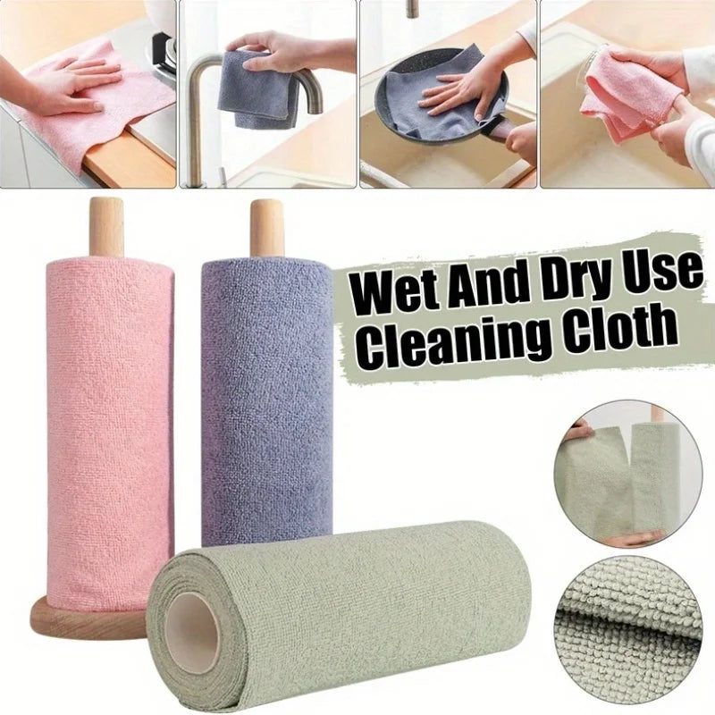 1 roll/20 reusable microfiber cleaning cloths - kitchen towels, multi sided household cloths