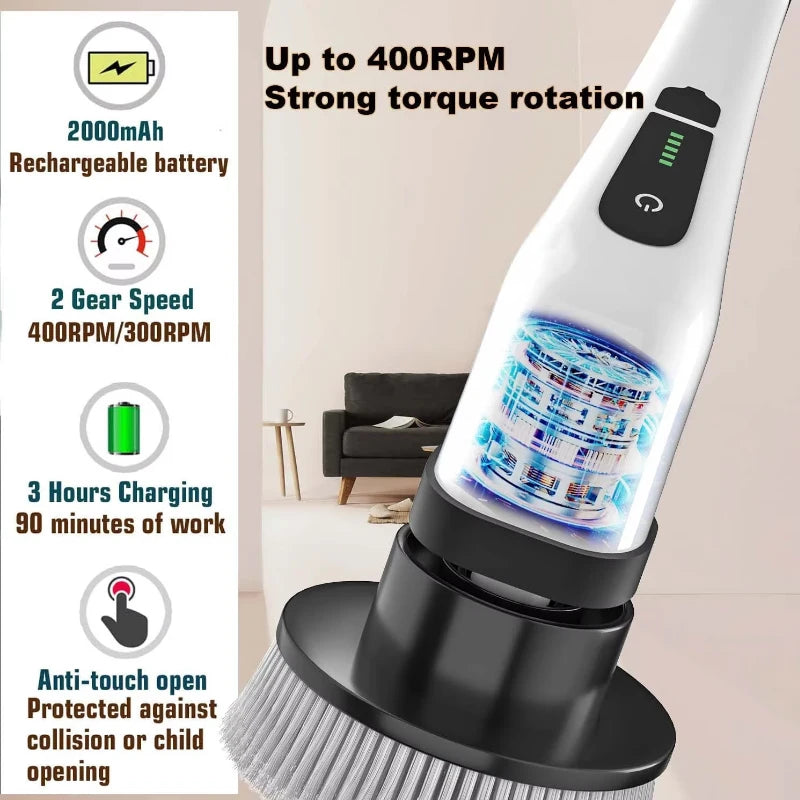 Cepillo Giratorio Eléctrico Inalámbrico Multiusos para Limpieza de Cocina, Baño y Aseo - Cepillos de Pelo y Fregonas para el Hogar