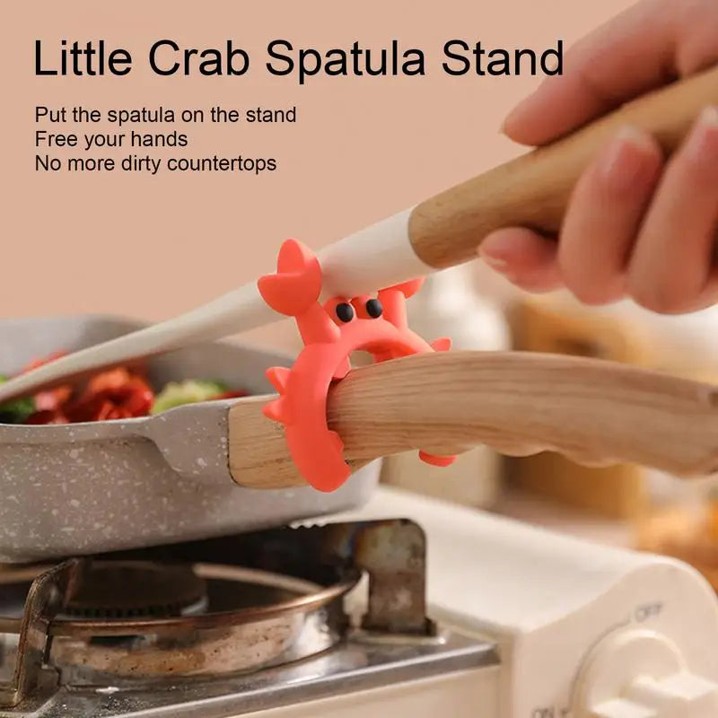 Descansa Utensilios con Forma de Cangrejo, Soporte de Silicona para Cucharas y Espátulas, Antiderrame para Encimera, Utensilio de Cocina