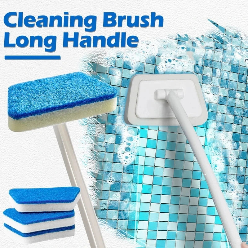 Cepillo de limpieza de esponja para baño, herramienta multifuncional, mango largo extraíble, cepillos para suelo de hogar y bañera, cepillo para azulejos de cerámica