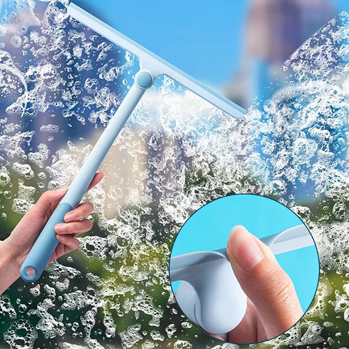 Limpiacristales de ducha giratorio 360 grados, rasqueta de limpieza de vidrio con soporte de silicona para espejo de baño