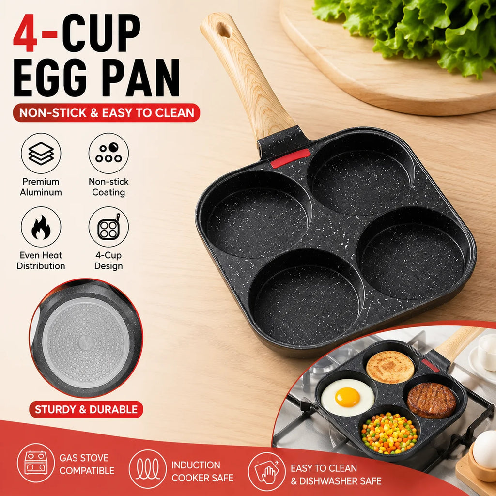 Egg Frying Pan Nonstick Pancake Pans Non-Stick 4hole-in-1 Cast Iron Egg Cooker Bread Breakfast Maker Induction universal Pancake