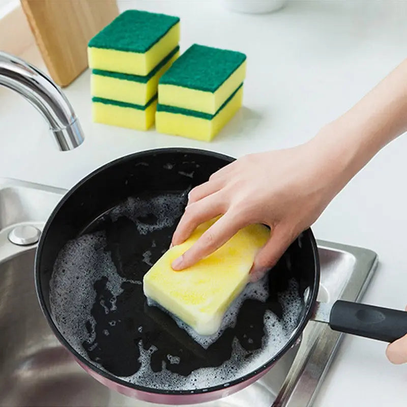 Esponjas de fregar de doble cara Esponja para lavar platos de cocina Almohadilla de fregar Nano Esmeril Mágico Frote Limpio Olla Óxido Tazón Manchas Esponjas de limpieza