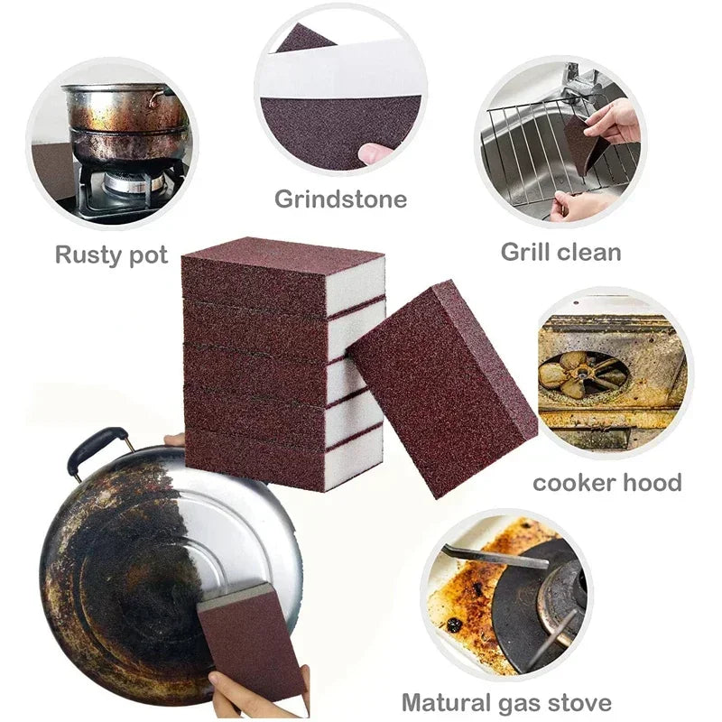 1/10Pcs Esponja para Quitar Óxido Borrador de Carborundo Cepillo de Limpieza Doméstico Esponjas de Fregar Desincrustantes para Frotar Ollas Utensilios de Cocina