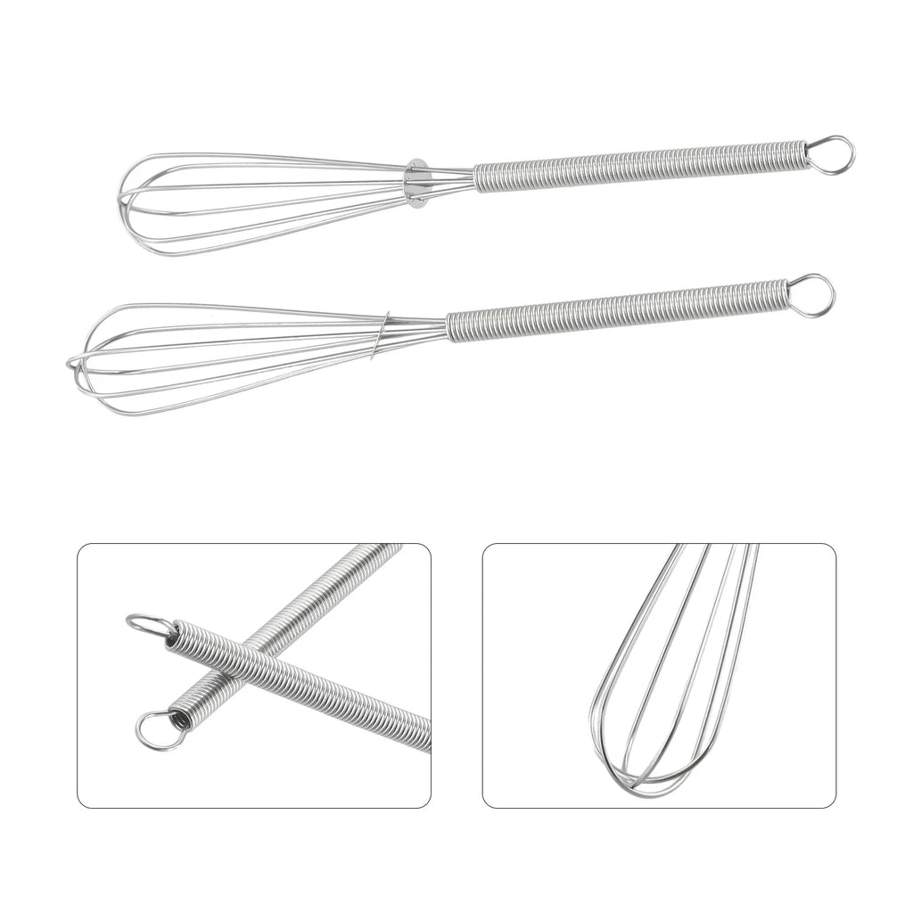 2PCS Mini Small Stainless Steel Balloon Wire Whisk Set Whip Mix Stir Beat Manual Hand Mixer Self Turning Egg Stirrer Kitchen Acc
