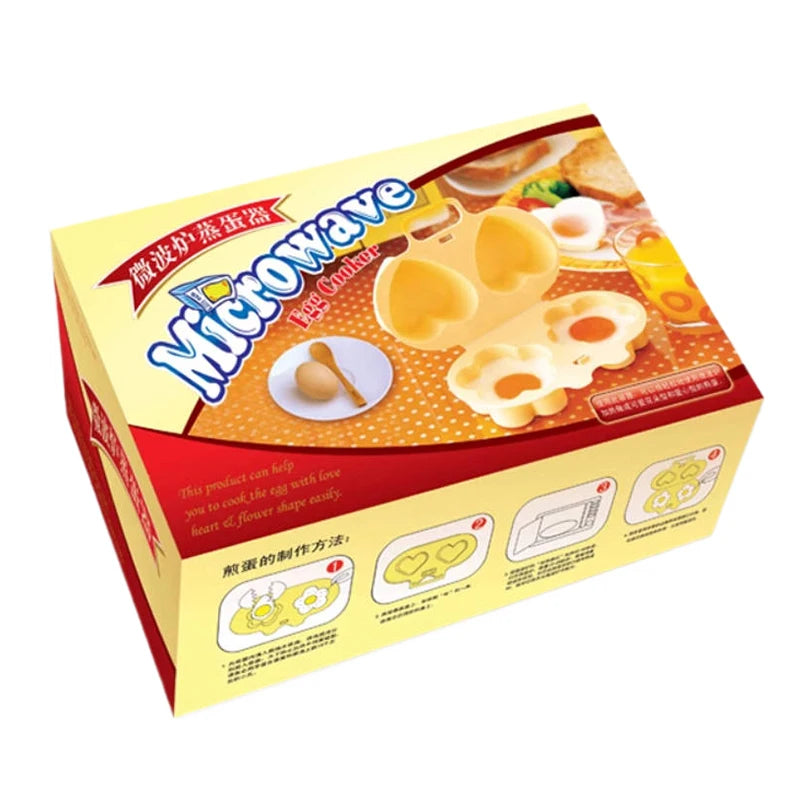 New Microwave Egg Steamer (flower + Heart) Cooker Steamed Egg Mold Boiled Egg Mold Mini Breakfast