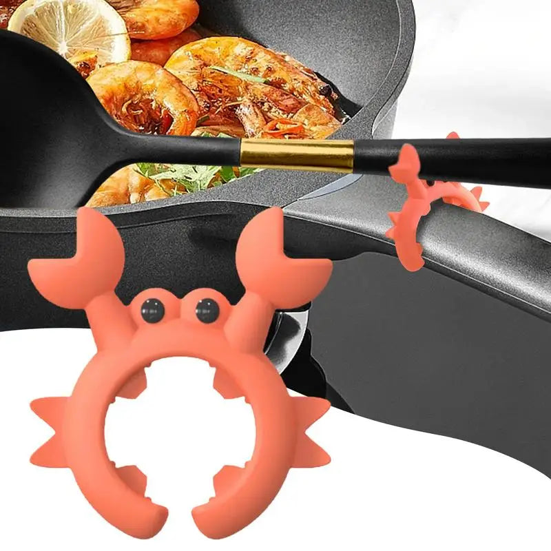 Descansa Utensilios con Forma de Cangrejo, Soporte de Silicona para Cucharas y Espátulas, Antiderrame para Encimera, Utensilio de Cocina