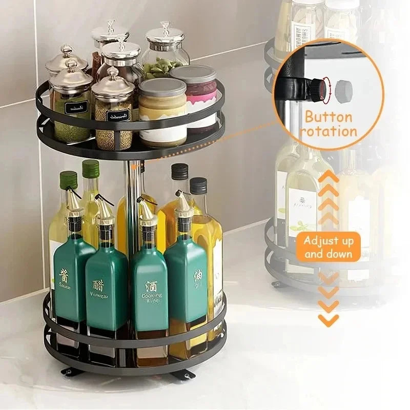 Rotatable Kitchen Organizer Turntable, 360° Swivel Spice Rack for Tidy Storage of Condiments and Kitchen Gadgets