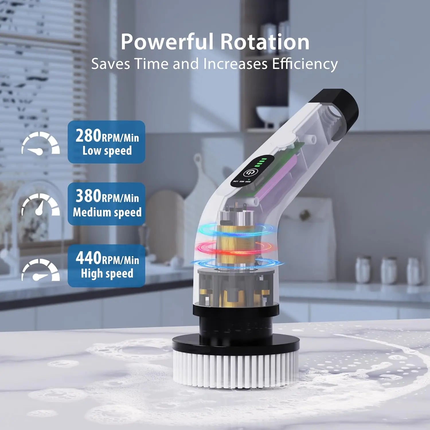 Cepillo Giratorio Eléctrico Inalámbrico Multiusos para Limpieza de Cocina, Baño y Aseo - Cepillos de Pelo y Fregonas para el Hogar