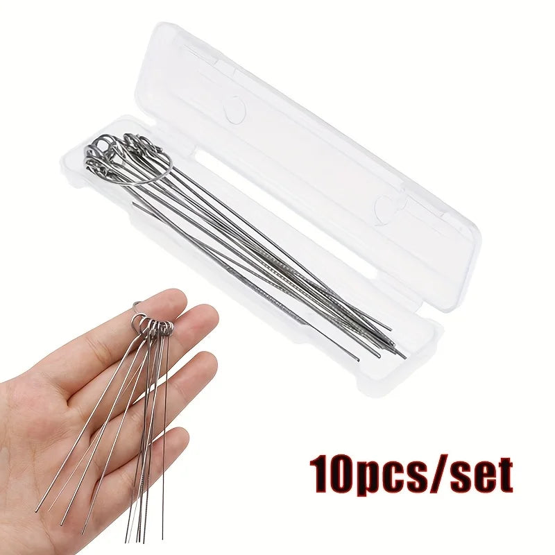 Kit de 10 Agujas de Limpieza de Acero Inoxidable para Quemadores de Estufas de Gas, Cabezales de Ducha y Desagües   Steel Cleaning Needle Shower Heads of Various Sizes, Gas Stove Outlets, Wipers, Sewer Cleaning Kit Tools
