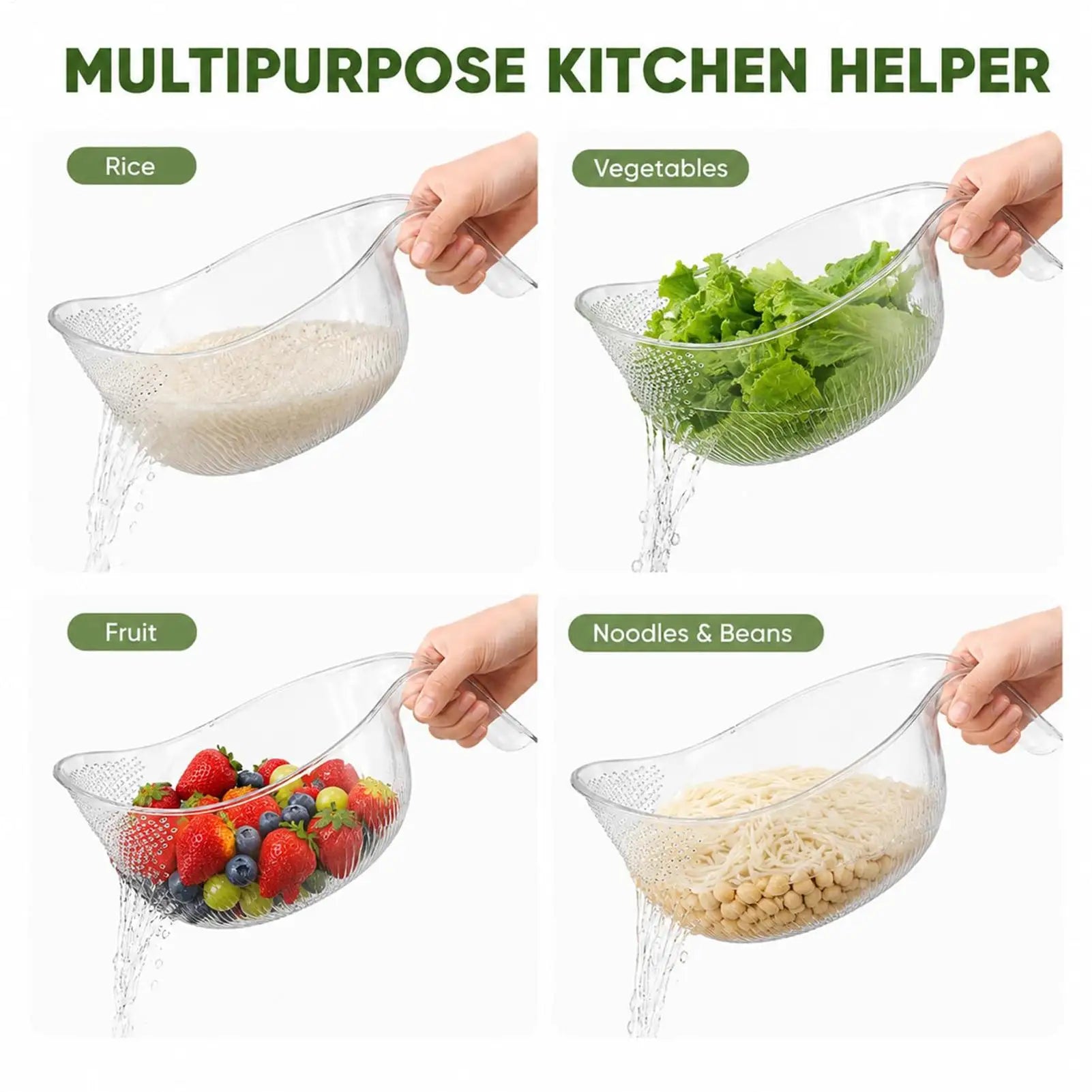 Cesto de drenaje para arroz, lavador de arroz, cuenco colador de arroz, colador de frutas y verduras, cesta de drenaje para fregadero de verduras