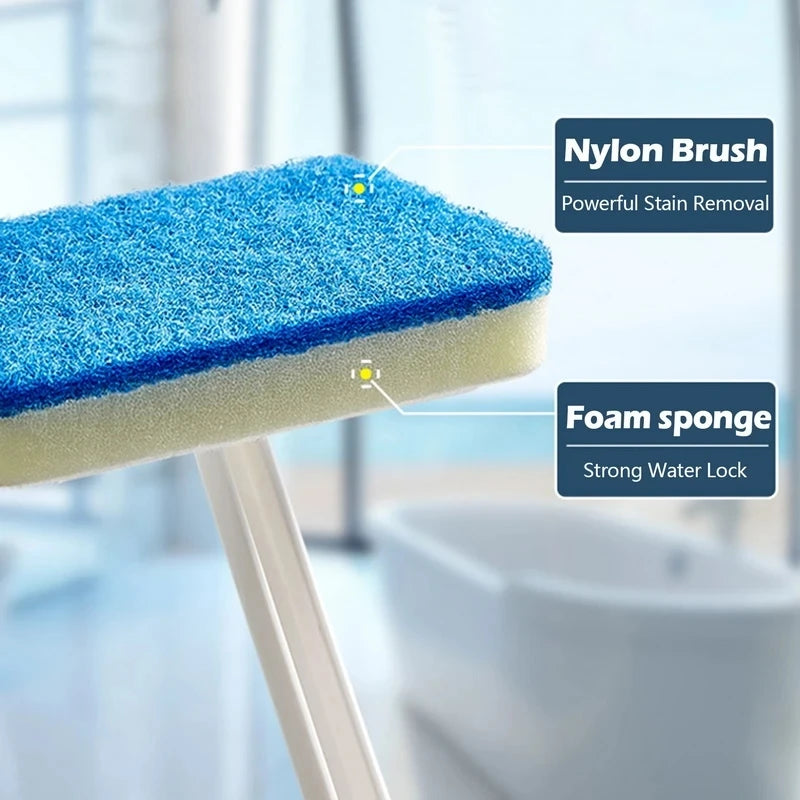 Cepillo de limpieza de esponja para baño, herramienta multifuncional, mango largo extraíble, cepillos para suelo de hogar y bañera, cepillo para azulejos de cerámica