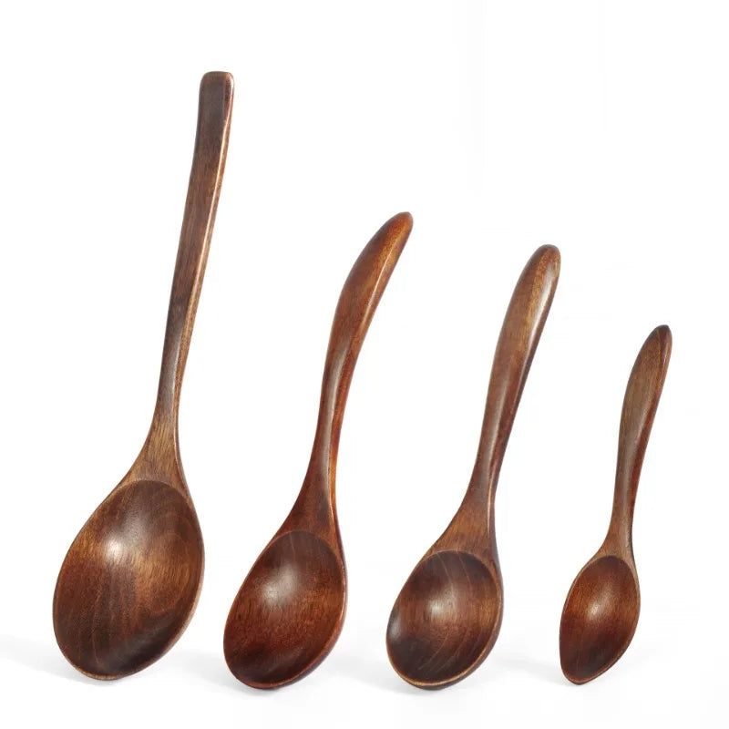 Cucharas de madera ecológicas de estilo japonés, cuchara de café antiquemaduras para té, postre, herramientas de cocina, cuchara de sopa